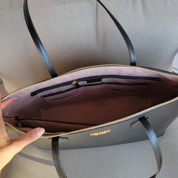 KATE SPADE Bleecker Black Saffiano Leather Large Zip Top Tote Bag - Picture 7 of 15